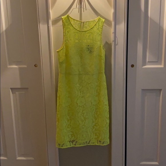 neon yellow lace dress